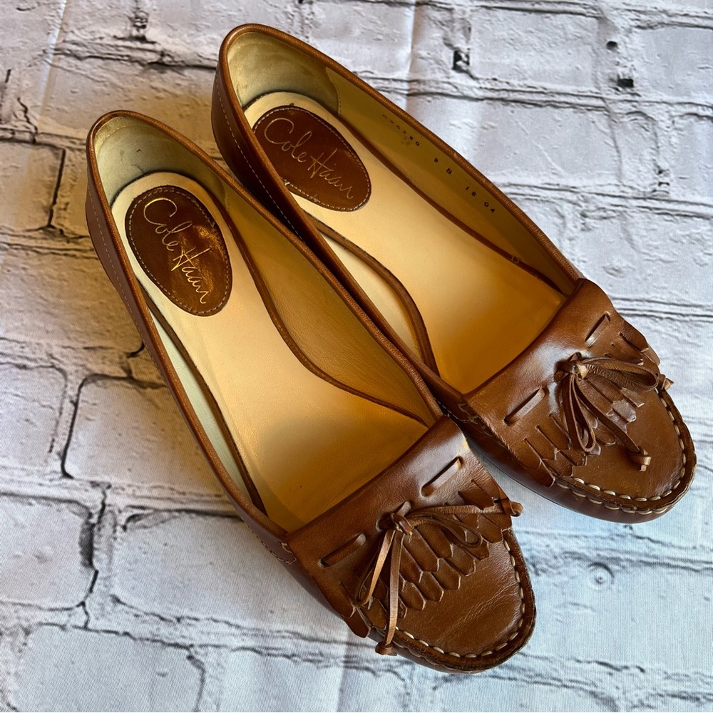 Cole Haan Womens Brown Leather Loafer Flats 9B/US8 Tassels